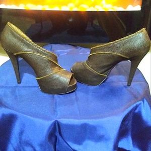 Zipper Brown Leather Shoes/booties